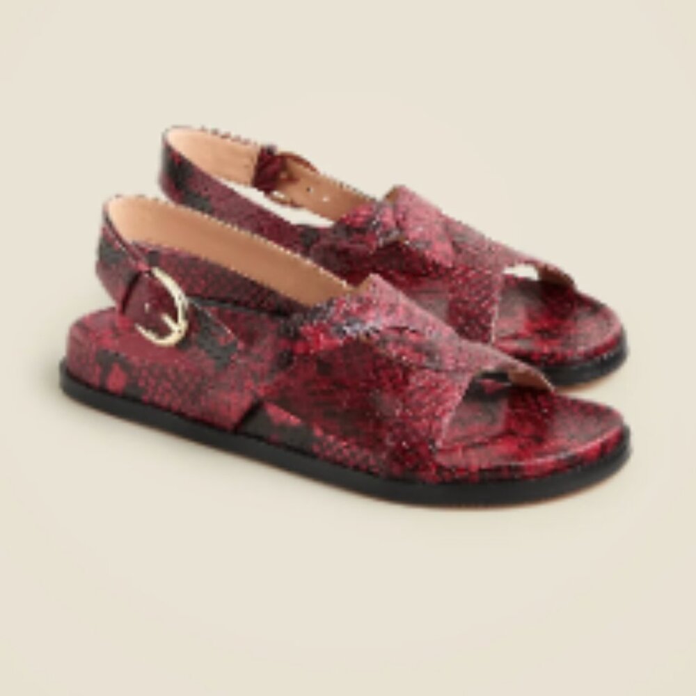 Colbie cross strap sandals in Italian snake embos